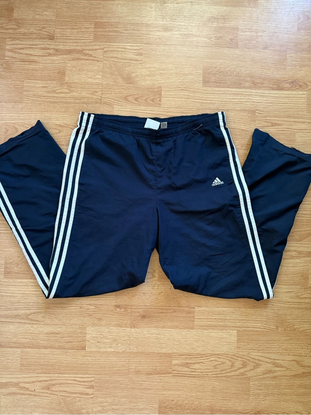 Authentic Vintage 2008 Adidas Navy Blue 3-Stripe Windbreaker Track Pants (Size M